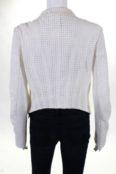 Addison White Cotton Button Down Long Sleeve Crew Neck Coat Size Medium