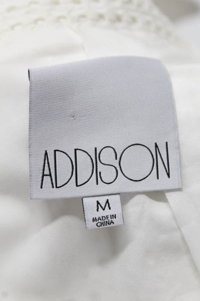 Addison White Cotton Button Down Long Sleeve Crew Neck Coat Size Medium