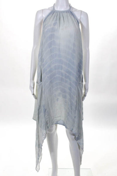 Jens Pirate Booty Blue Cotton Tie Dye High Low T Strap Dress Size Extra Small
