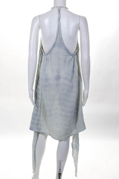 Jens Pirate Booty Blue Cotton Tie Dye High Low T Strap Dress Size Extra Small