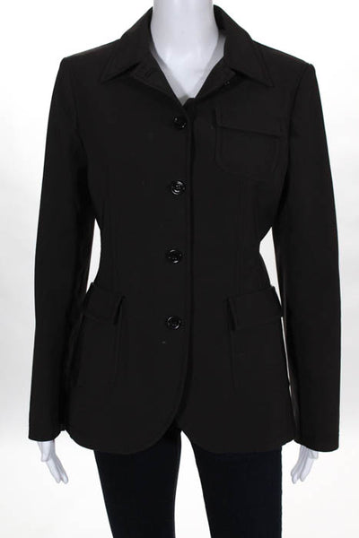 Prada Dark Brown Notched Collar Button Front Blazer Size Italian 42
