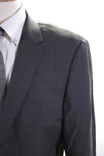 Giovanni Bresciani Mens Gray Wool Two Button Long Sleeve Blazer Jacket Size 44R