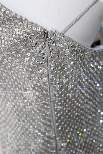 Giorgio Armani Silver Tone Sequined Special Occasion Wear Cocktail Dress Size 42