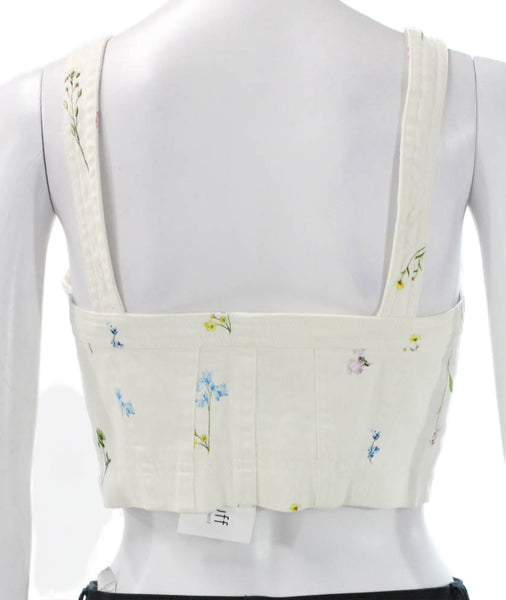 Parker Women Cropped Tank White Floral Sweetheart Size S
