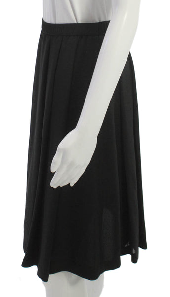 Adolfo Womens Pleated Skirt Black Polyester Zip Knee Length Size S