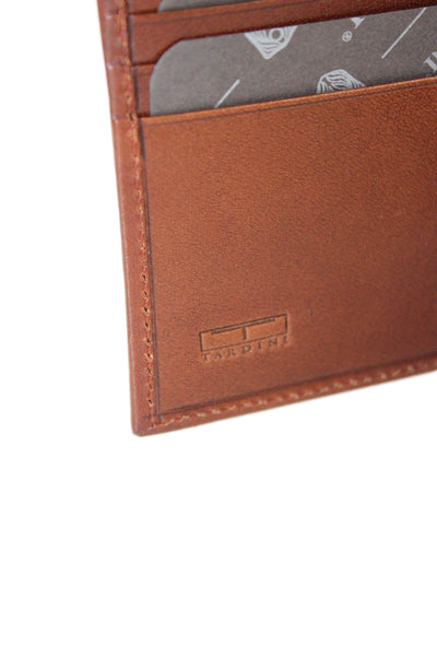 Tardini Mens Leather Paneled Detail Bifold Wallet Brown