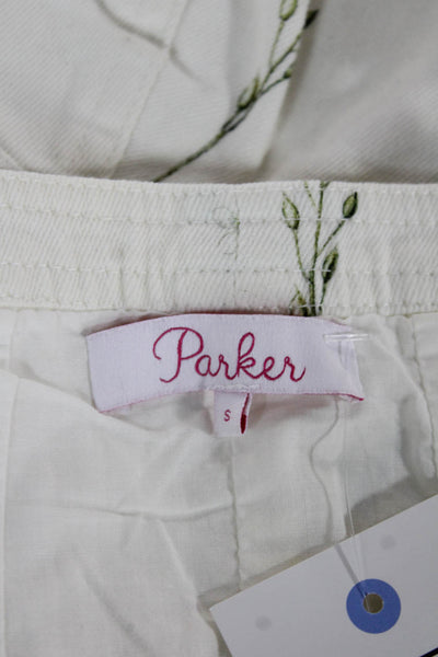 Parker Women Cropped Tank White Floral Sweetheart Size S
