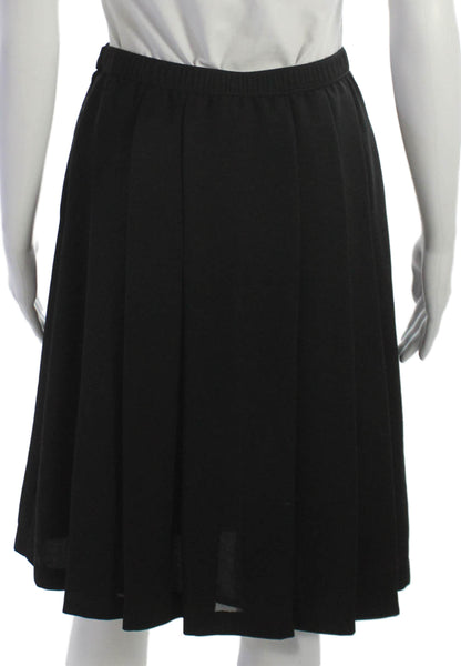 Adolfo Womens Pleated Skirt Black Polyester Zip Knee Length Size S