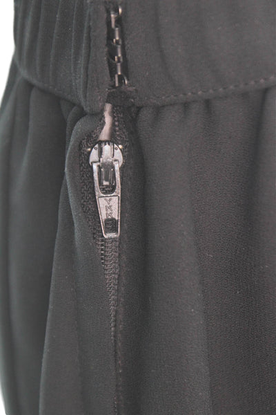 Adolfo Womens Pleated Skirt Black Polyester Zip Knee Length Size S