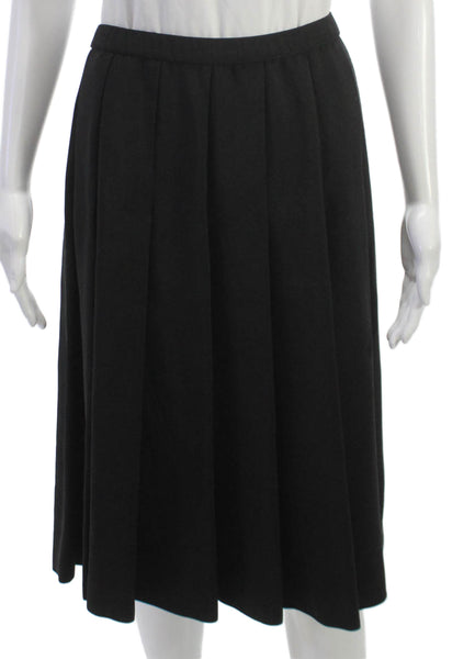 Adolfo Women Pleated Rayon Skirt Black Zip Size S
