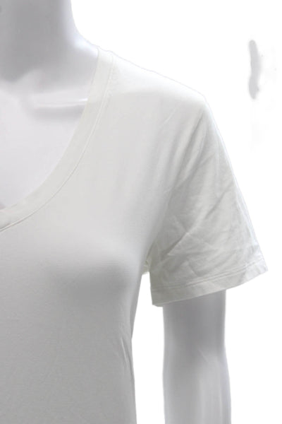 Lululemon Women Basic V-Neck Short Sleeve White Cotton Blend T-Shirt Size 4