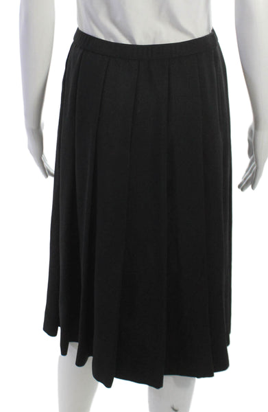 Adolfo Women Pleated Rayon Skirt Black Zip Size S