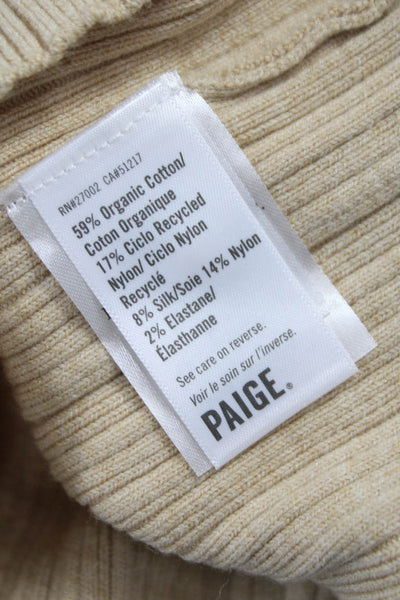 Paige Womens Organic Cotton Sleeveless Collared Vest Sweater Beige Size XS