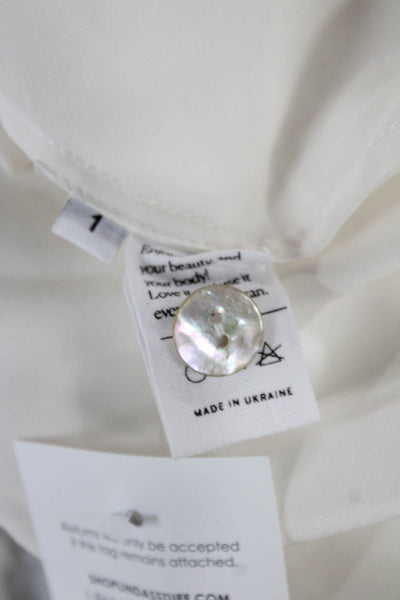 MNG Women Blouse Button-Up Blue Lyocell Collared Sleeveless Size 4