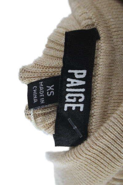Paige Womens Organic Cotton Sleeveless Collared Vest Sweater Beige Size XS