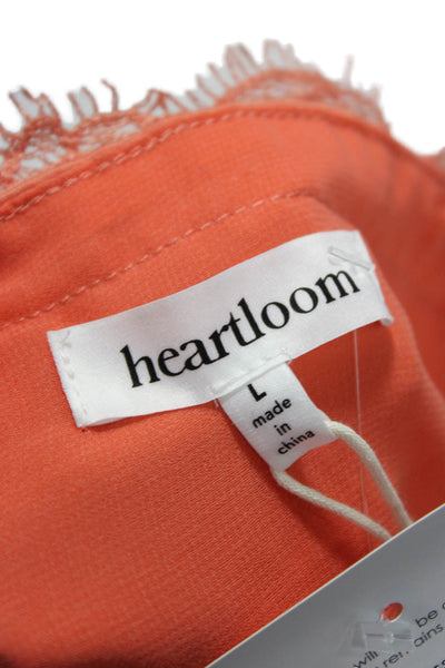 Heartloom Women Sleeveless Tank Square Neck Orange Polyester Size L