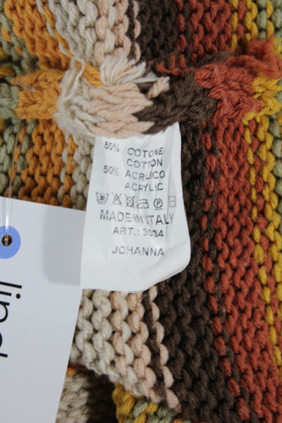 Johanna Paris Women Cardigan Striped Multicolor V-Neck Long Sleeve Size S
