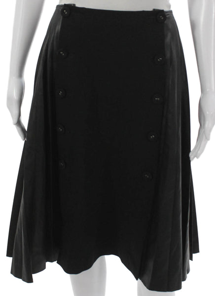 SF/ Z/ O Womens A-Line Skirt Black Polyurethane Button Knee Length Size 4