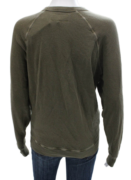 The Great Women Pullover Sweatshirt Green Cotton Crew Neck Long Sleeve Size 1