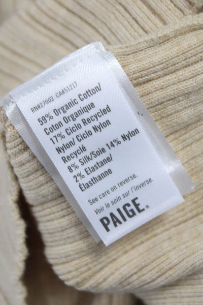 Paige Women Sleeveless Collared Organic Cotton Vest Beige Size 2XS