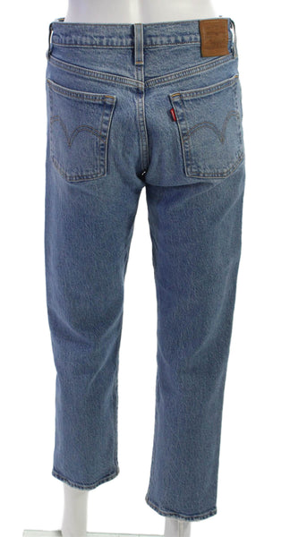 Levis Womens Straight Jeans Blue Button Mid Rise Cotton Size 27