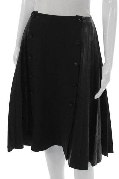 SF/ Z/ O Womens A-Line Skirt Black Polyurethane Button Knee Length Size 4