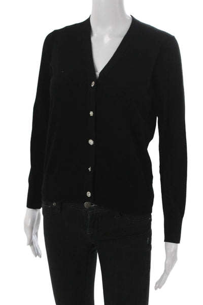 Minnie Rose Women Cardigan V-Neck Black Viscose Long Sleeve Size S