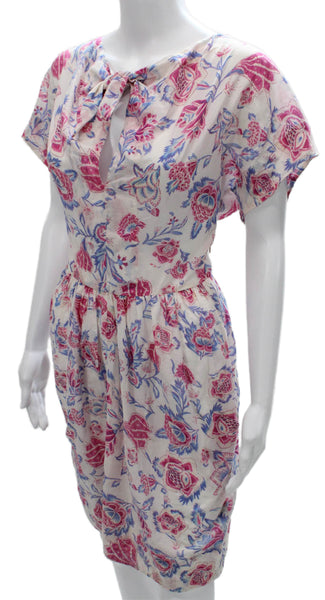 Isabel Marant Etoile Womens Multicolor Floral Cotton V-Neck Shift Dress Size 36