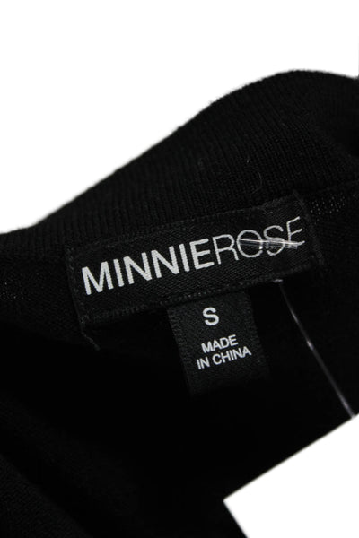 Minnie Rose Women Cardigan V-Neck Black Viscose Long Sleeve Size S