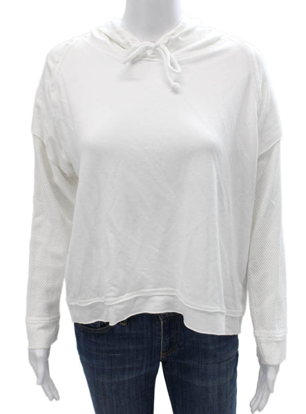 Generation Love Womens Pullover Hoodie White Viscose Long Sleeve Size L