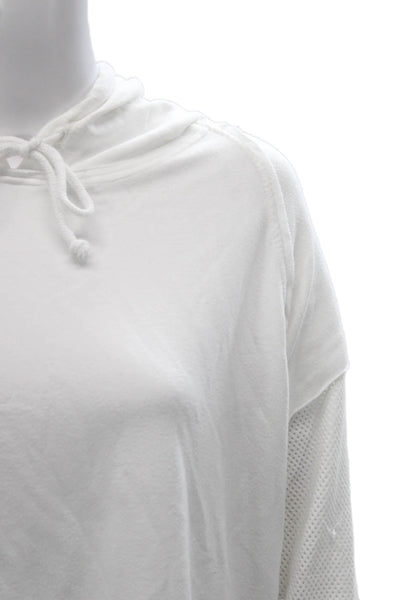 Generation Love Womens Pullover Hoodie White Viscose Long Sleeve Size L