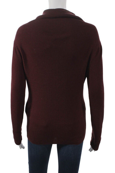 Marella Women Wool Cowl Neck Long Sleeve Pullover Sweater Red Size M