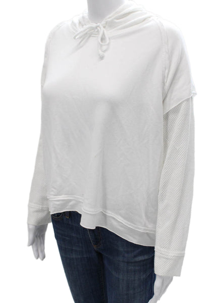 Generation Love Womens Pullover Hoodie White Viscose Long Sleeve Size L