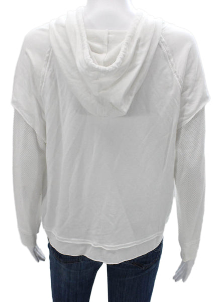 Generation Love Womens Pullover Hoodie White Viscose Long Sleeve Size L