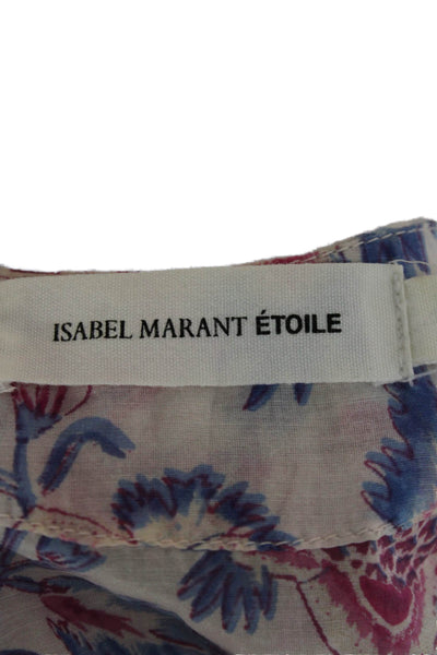Isabel Marant Etoile Womens Multicolor Floral Cotton V-Neck Shift Dress Size 36