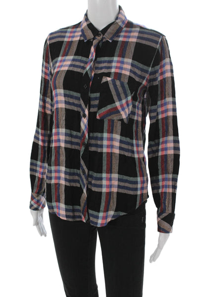Rails Womens Plaid Rayon Collared Long Sleeve Button-Up Size XS