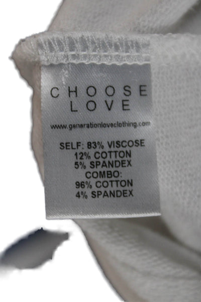 Generation Love Womens Pullover Hoodie White Viscose Long Sleeve Size L