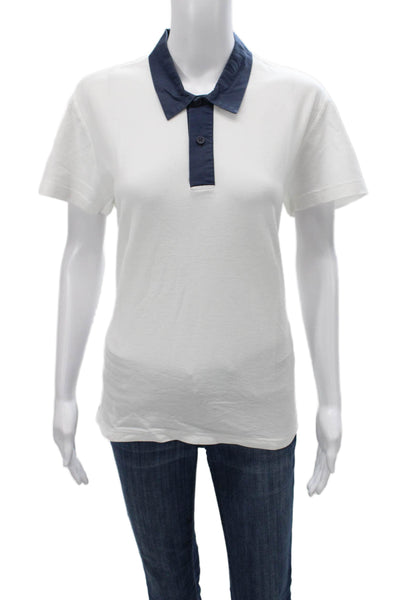 Orlebar Brown Womens Collared Cotton Polo Shirt Short Sleeve White Size L