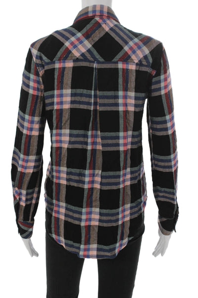 Rails Womens Plaid Rayon Collared Long Sleeve Button-Up Size XS