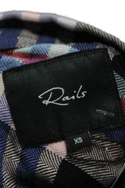 Rails Womens Plaid Rayon Collared Long Sleeve Button-Up Size XS