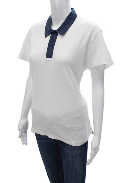 Orlebar Brown Womens Collared Cotton Polo Shirt Short Sleeve White Size L