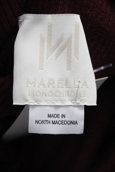 Marella Women Wool Cowl Neck Long Sleeve Pullover Sweater Red Size M
