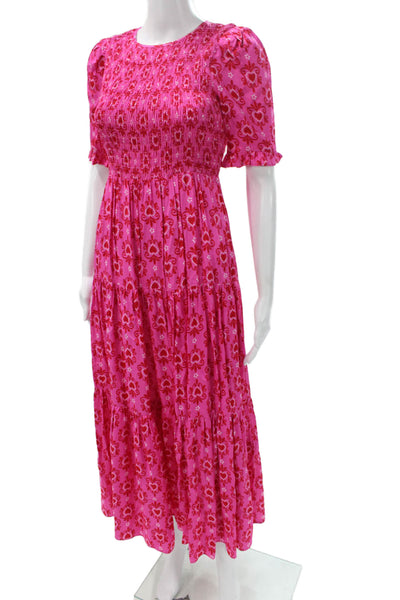 Kitri Women Pink Viscose Maxi Dress Short Sleeve Round Neck Zip Size 8