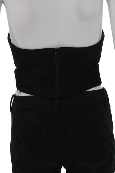 Zara Women Cardigan Skirt Black V-Neck Zip Cotton Long Sleeve Size S