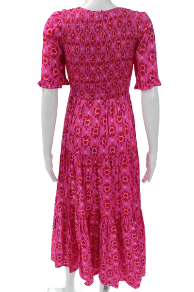 Kitri Women Pink Viscose Maxi Dress Short Sleeve Round Neck Zip Size 8