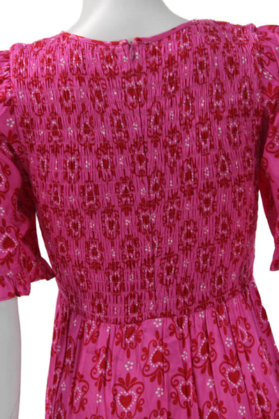 Kitri Women Pink Viscose Maxi Dress Short Sleeve Round Neck Zip Size 8