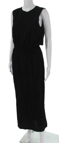 Theory Womens Black Maxi Dress Sleeveless Cotton Round Neck Pullover Size M