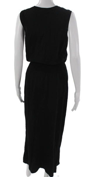 Theory Womens Black Maxi Dress Sleeveless Cotton Round Neck Pullover Size M