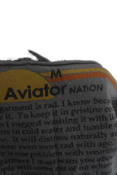 Aviator Nation Women Sleeveless Gray Modal Graphic Tank Fitness Size M