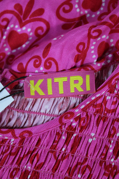 Kitri Women Pink Viscose Maxi Dress Short Sleeve Round Neck Zip Size 8